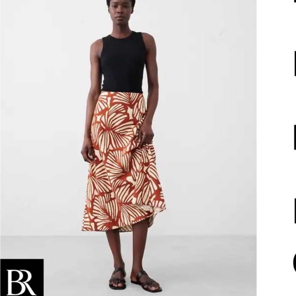 Banana Republic Brown Orange Midi A-Line Skirt